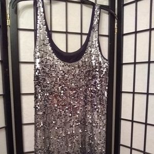 EUC Express Silver Sequin Dress Size Small